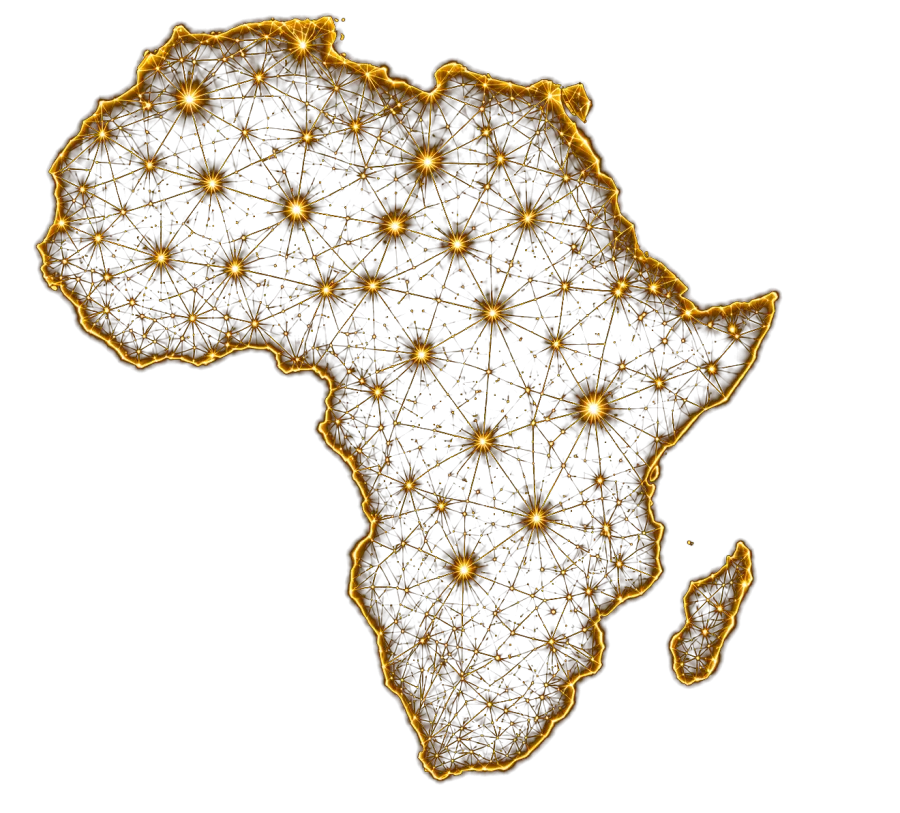 Glowing digital map of Africa